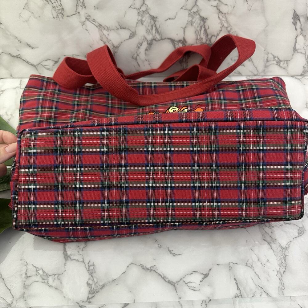 Disney Store Vintage 90s Winnie the Pooh Embroidered Tote Bag Purse Red Plaid - Picture 6 of 12